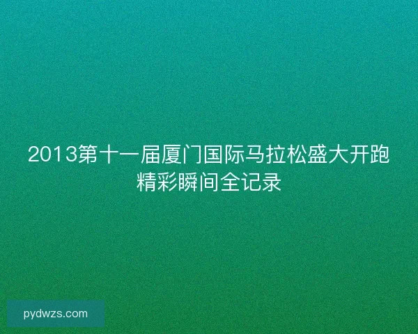 2013第十一届厦门国际马拉松盛大开跑精彩瞬间全记录