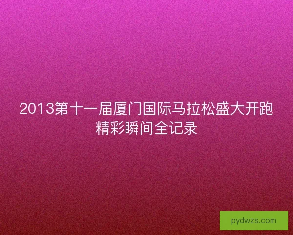 2013第十一届厦门国际马拉松盛大开跑精彩瞬间全记录