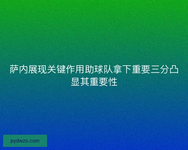 萨内展现关键作用助球队拿下重要三分凸显其重要性