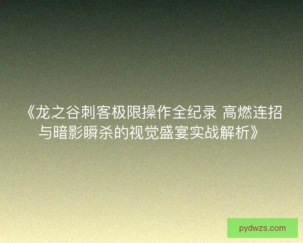 《龙之谷刺客极限操作全纪录 高燃连招与暗影瞬杀的视觉盛宴实战解析》