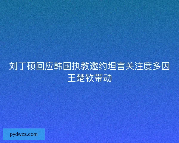 刘丁硕回应韩国执教邀约坦言关注度多因王楚钦带动