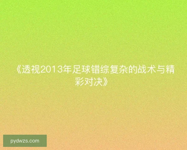 《透视2013年足球错综复杂的战术与精彩对决》