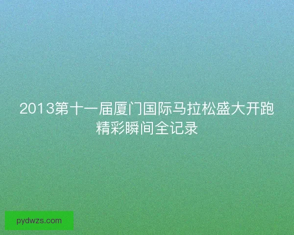 2013第十一届厦门国际马拉松盛大开跑精彩瞬间全记录